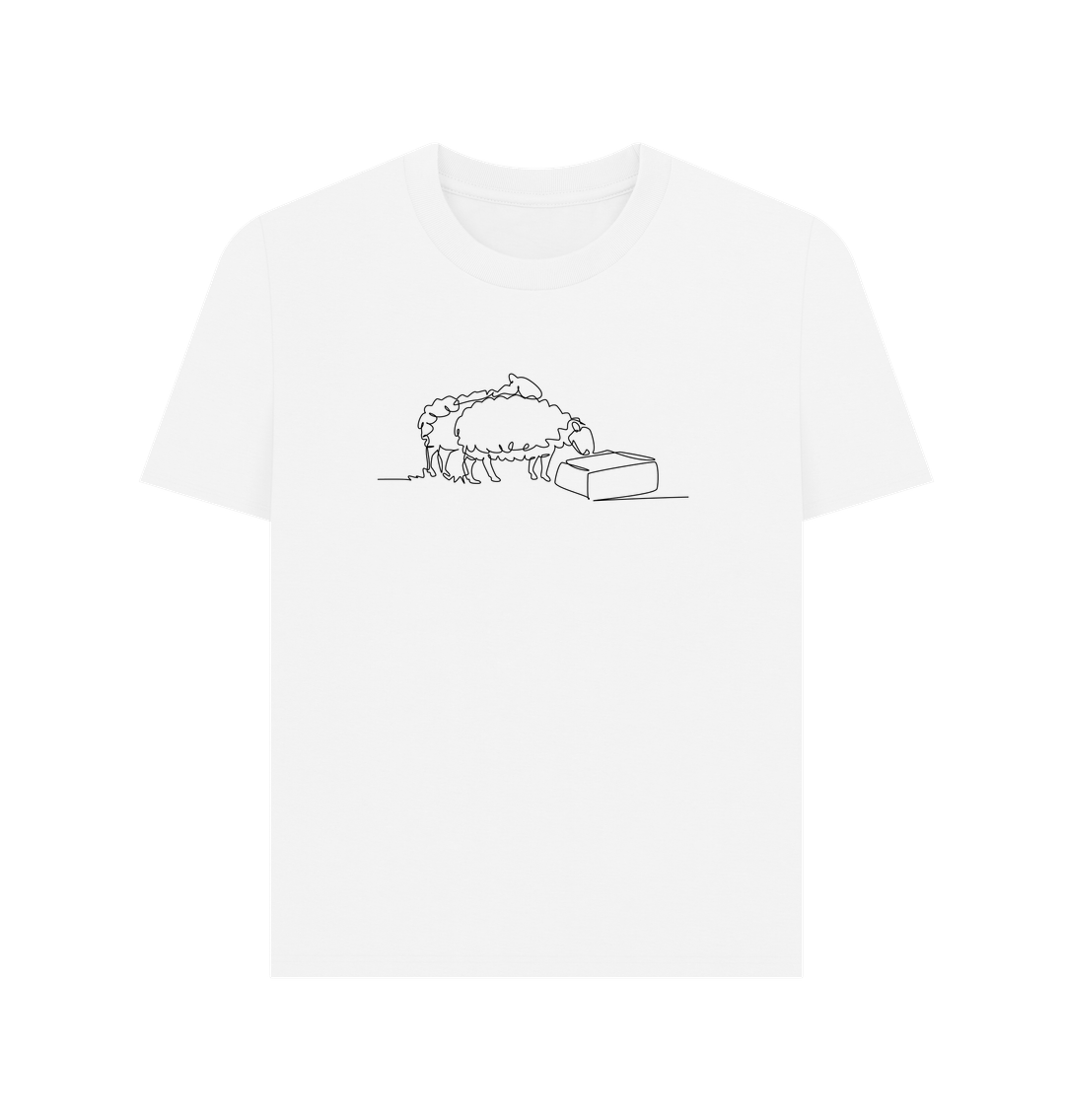 White Women's Sheep Organic Cotton Basic Tee (Black)