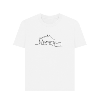 White Women's Sheep Organic Cotton Basic Tee (Black)