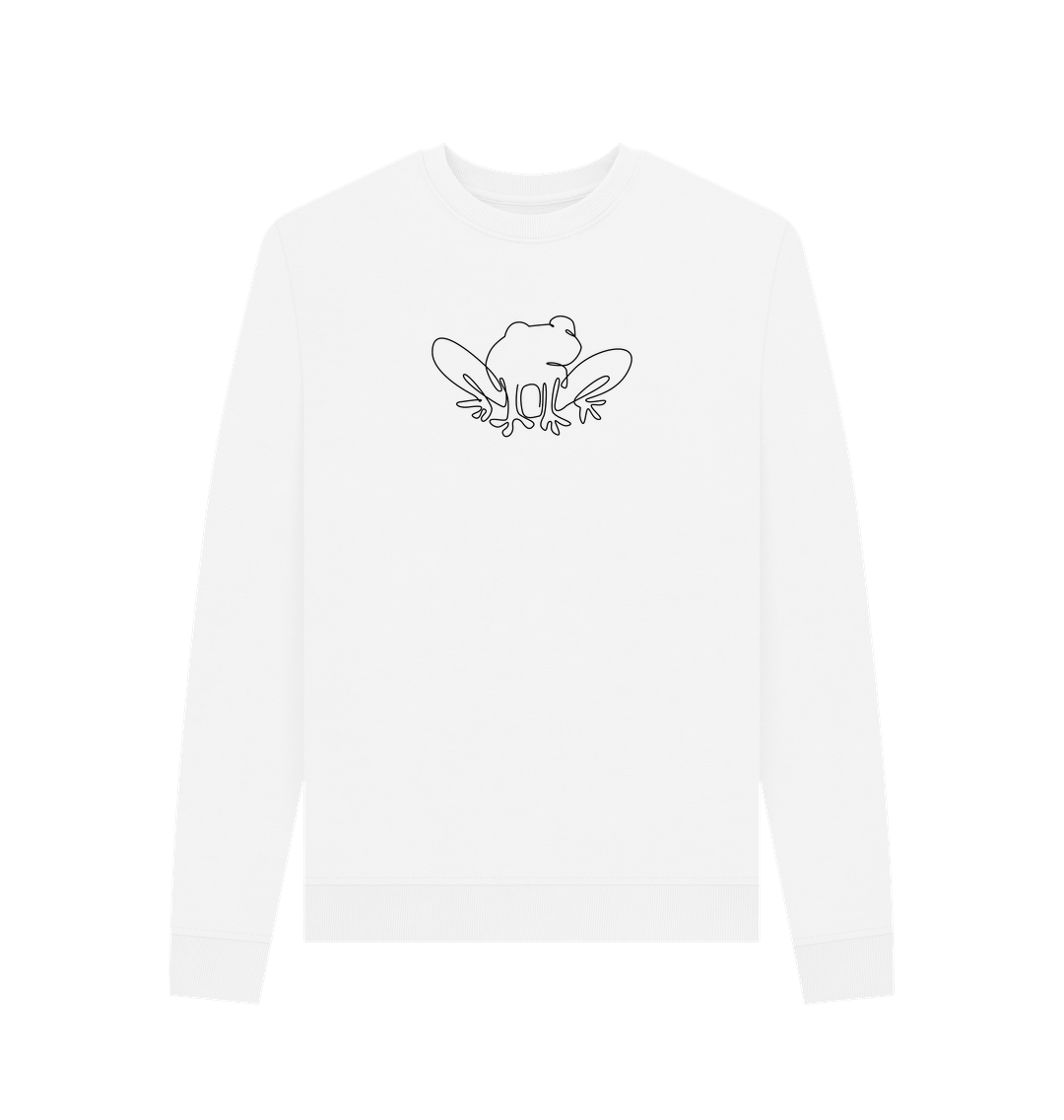 White Women's Frog Organic Cotton Crewneck Sweater (Black)