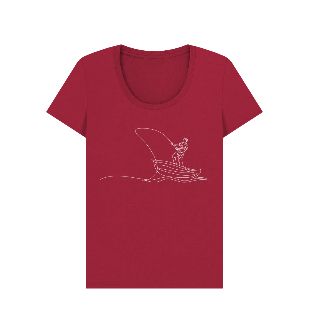 Cherry Women's Fisherman Organic Cotton Scoop Neck Tee (White)