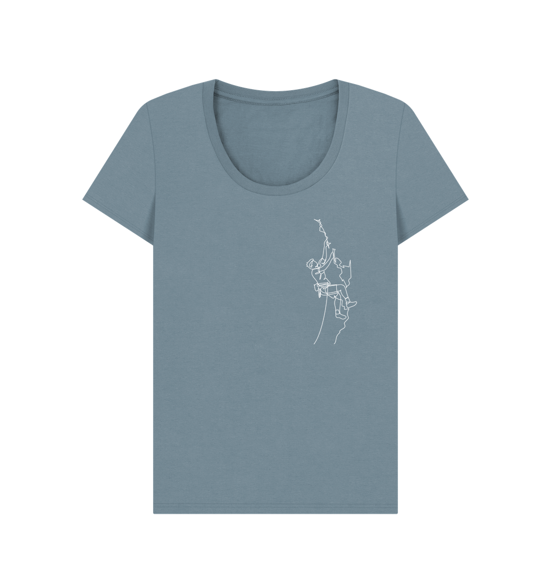 Stone Blue Women's Climber Organic Cotton Scoop Neck Tee (White)