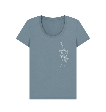 Stone Blue Women's Climber Organic Cotton Scoop Neck Tee (White)