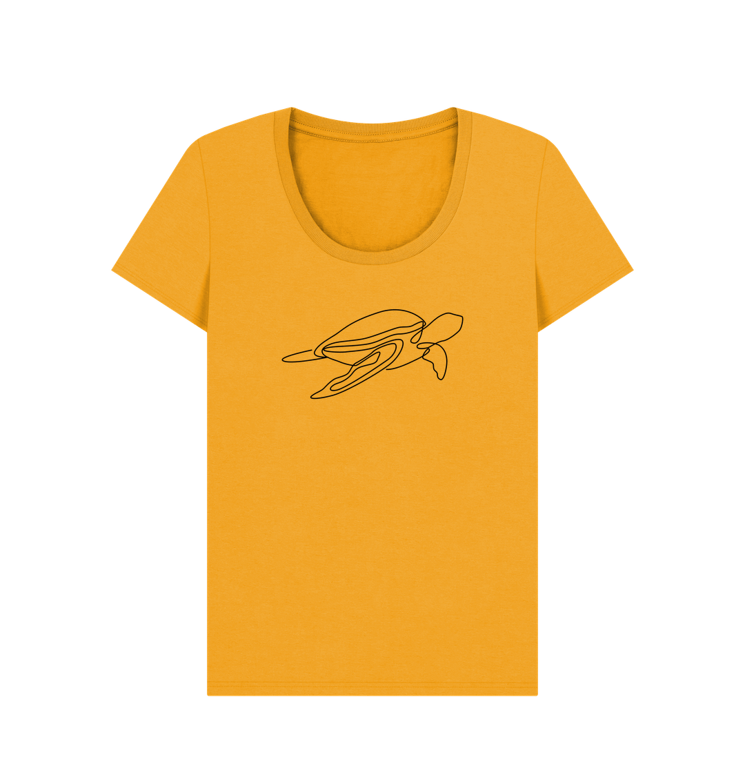 Mustard Women's Sea Turtle Organic Cotton Scoop Neck Tee (Black)