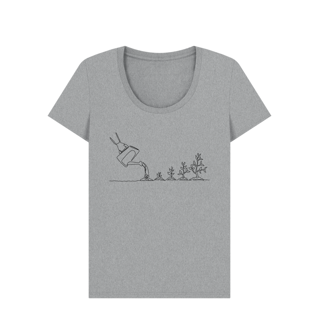 Athletic Grey Women's Gardening Organic Cotton Scoop Neck Tee (Black)