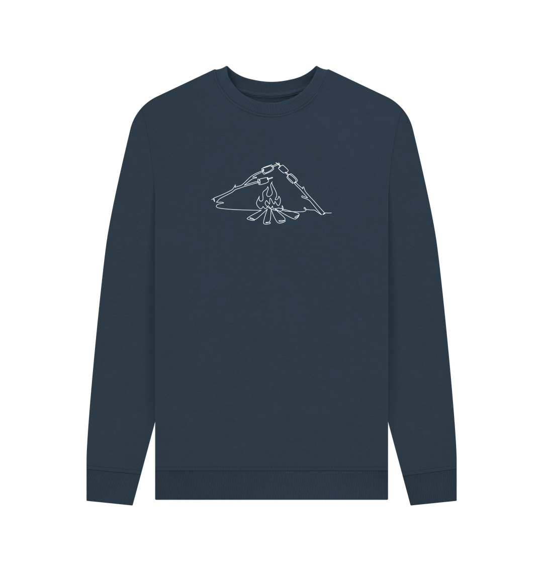 Navy Blue Men's S'mores Organic Cotton Crewneck Sweater (White)