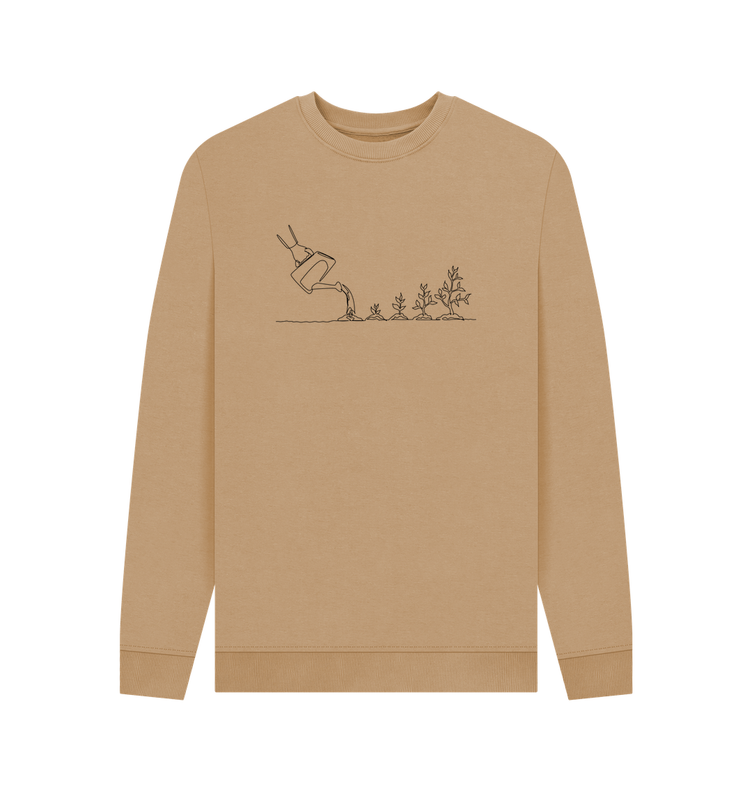 Sand Men's Gardening Organic Cotton Crewneck Sweater (Black)