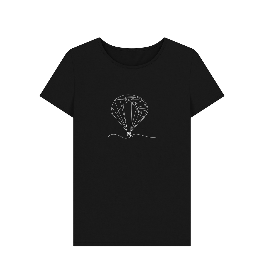 Black Women's Parachute Organic Cotton Crewneck Tee (White)