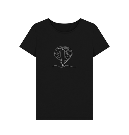 Black Women's Parachute Organic Cotton Crewneck Tee (White)