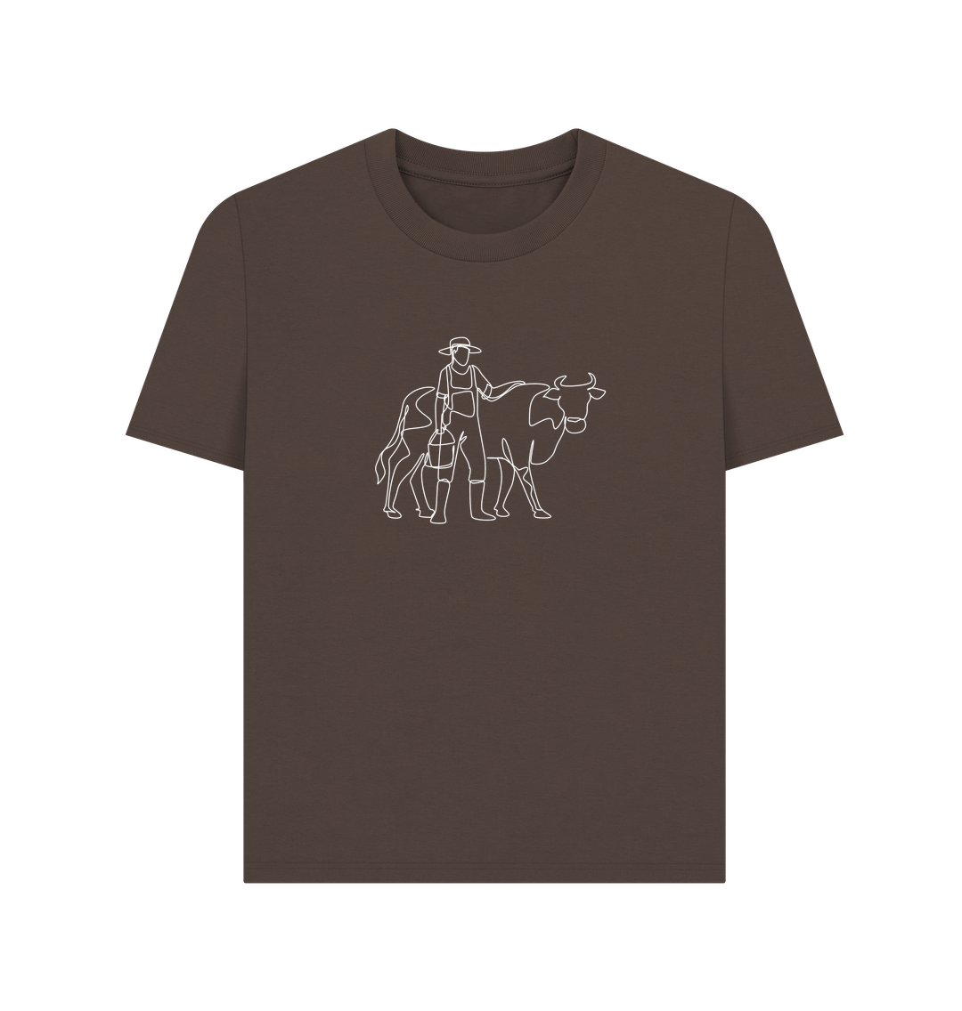 Chocolate Women's Cow Organic Cotton Basic Tee (White)