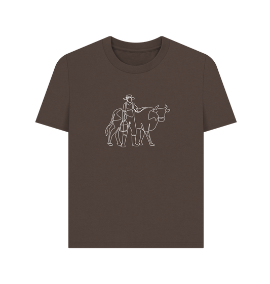 Chocolate Women's Cow Organic Cotton Basic Tee (White)