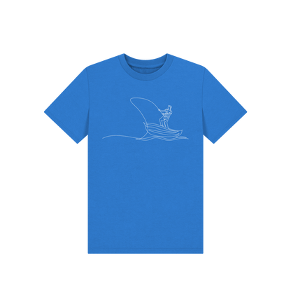 Bright Blue Kid's Fisherman Organic Cotton Basic Tee (White)