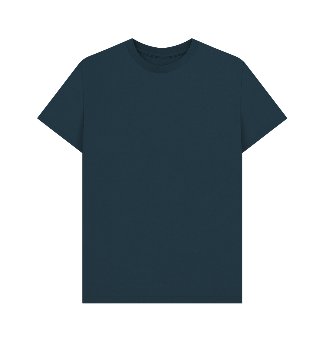 Denim Blue Men's Solid Organic Cotton Basic Tee