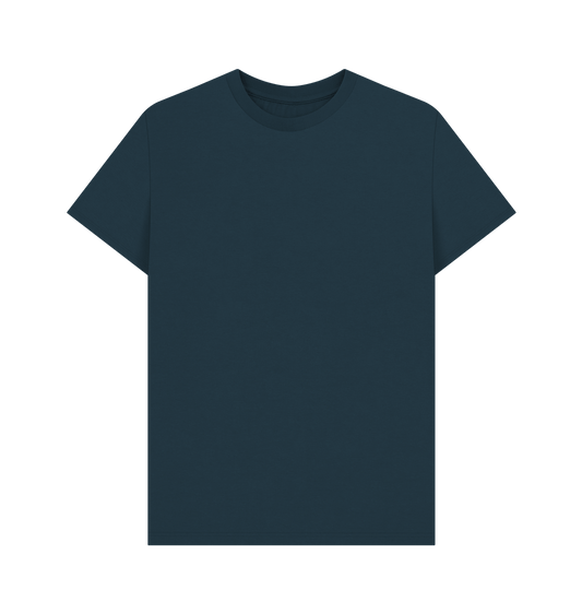 Denim Blue Men's Solid Organic Cotton Basic Tee