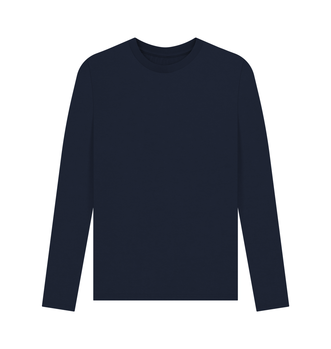 Navy Blue Men's Solid Organic Cotton Long Sleeve Tee