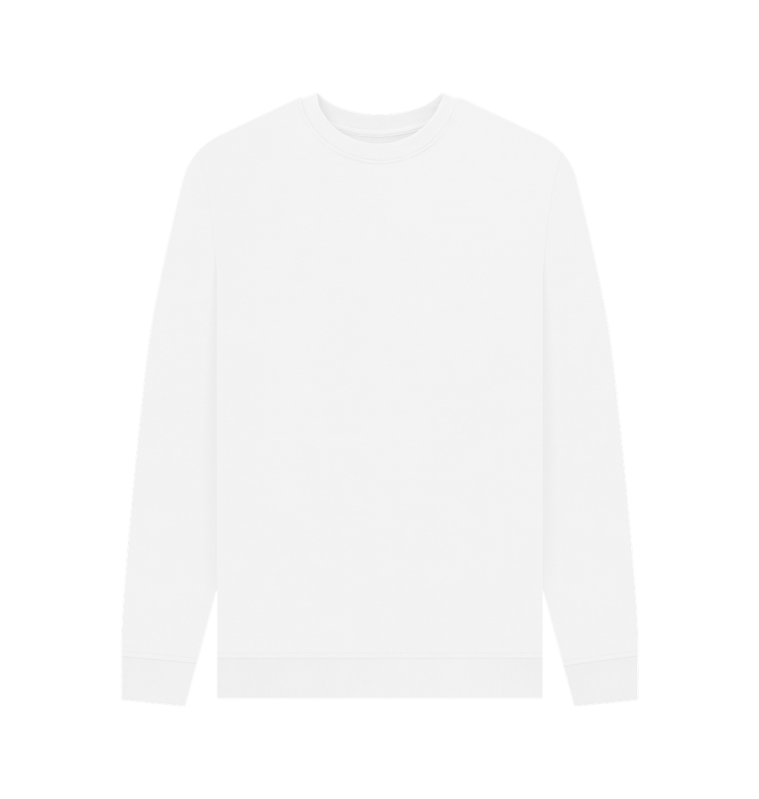 White Men's Solid Organic Cotton Crewneck Sweater