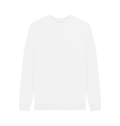 White Men's Solid Organic Cotton Crewneck Sweater