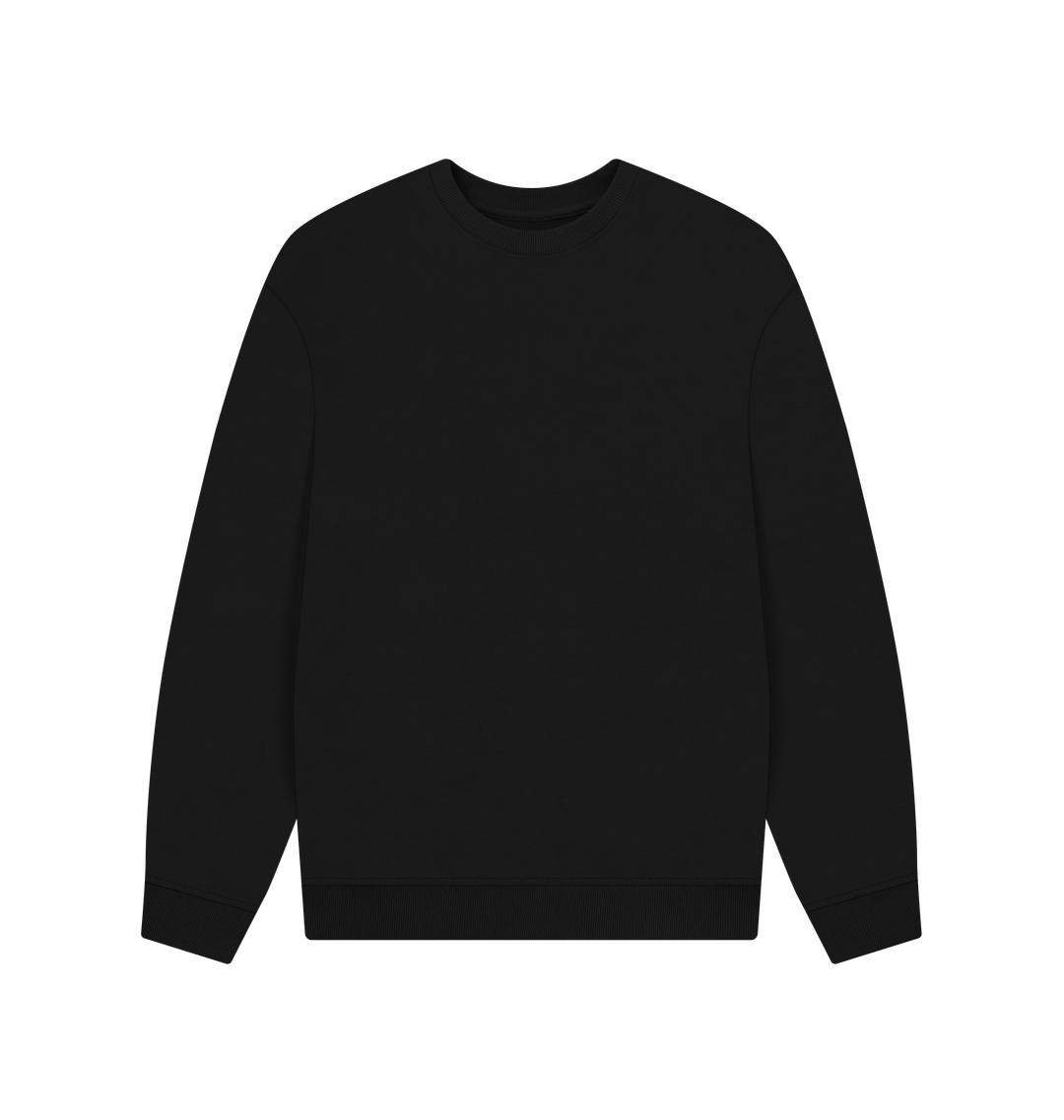 Black Men's Solid Organic Cotton Oversized Crewneck - Black Design