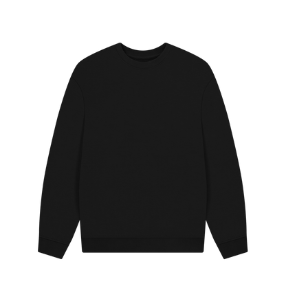 Black Men's Solid Organic Cotton Oversized Crewneck - Black Design