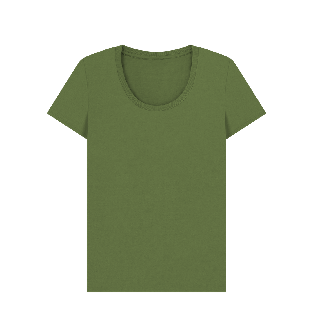 Khaki Women's Solid Organic Cotton Scoop Neck Tee