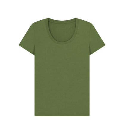 Khaki Women's Solid Organic Cotton Scoop Neck Tee