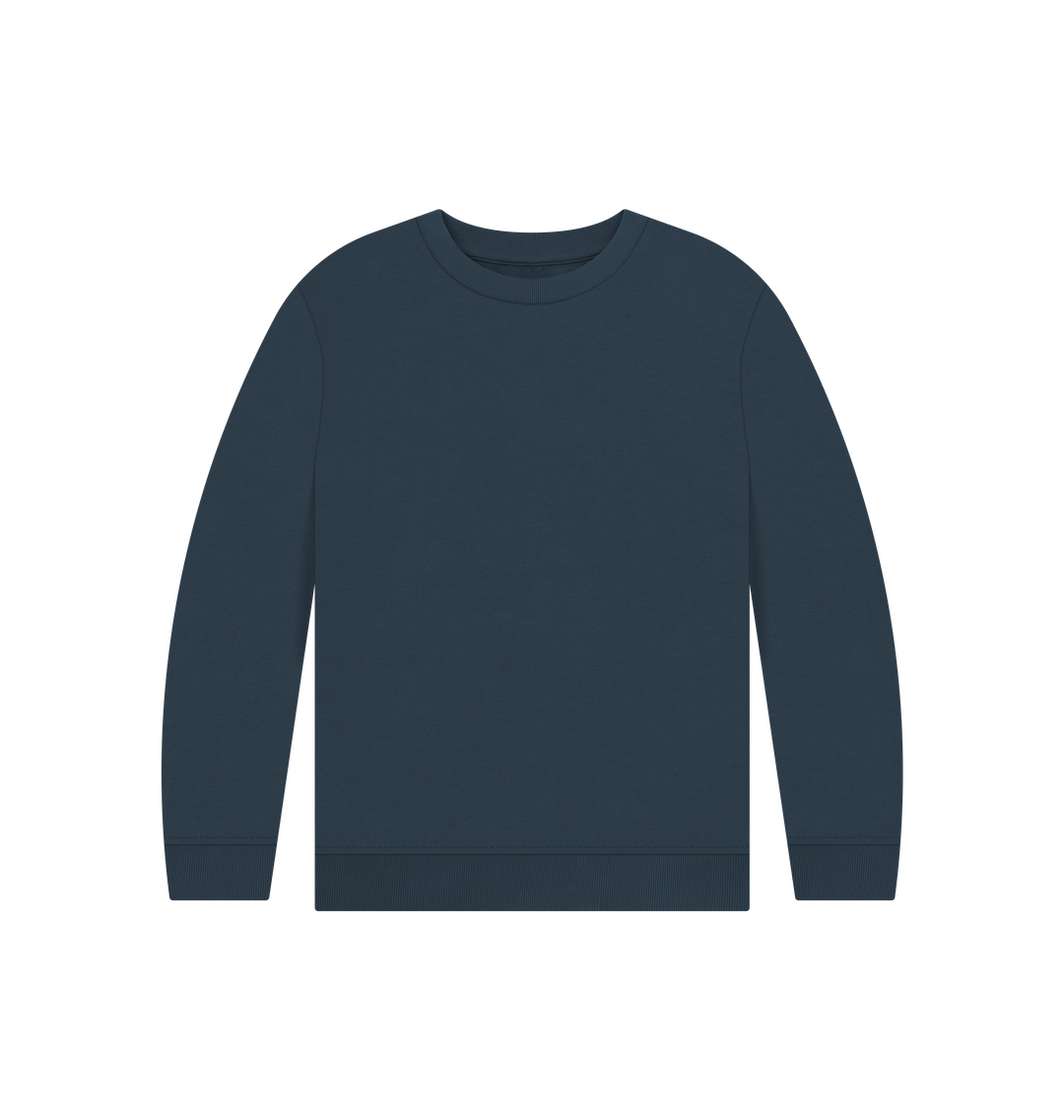 Navy Blue Kid's Solid Organic Cotton Crewneck Sweater