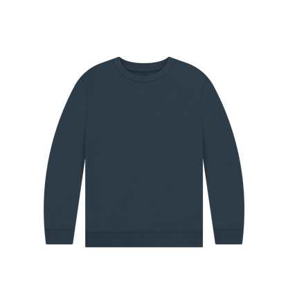 Navy Blue Kid's Solid Organic Cotton Crewneck Sweater