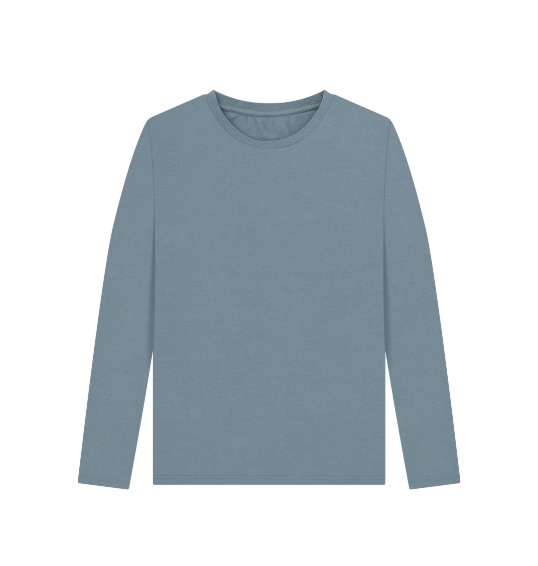 Stone Blue Women's Solid Organic Cotton Long Sleeve Tee