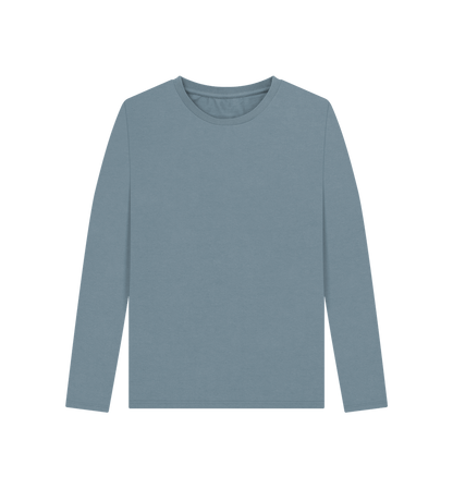 Stone Blue Women's Solid Organic Cotton Long Sleeve Tee