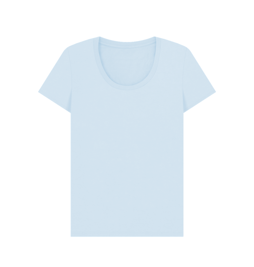 Sky Blue Women's Solid Organic Cotton Scoop Neck Tee