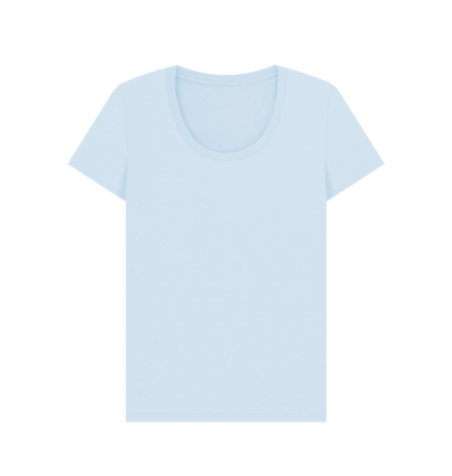 Sky Blue Women's Solid Organic Cotton Scoop Neck Tee