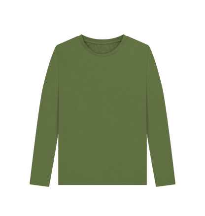 Khaki Women's Solid Organic Cotton Long Sleeve Tee