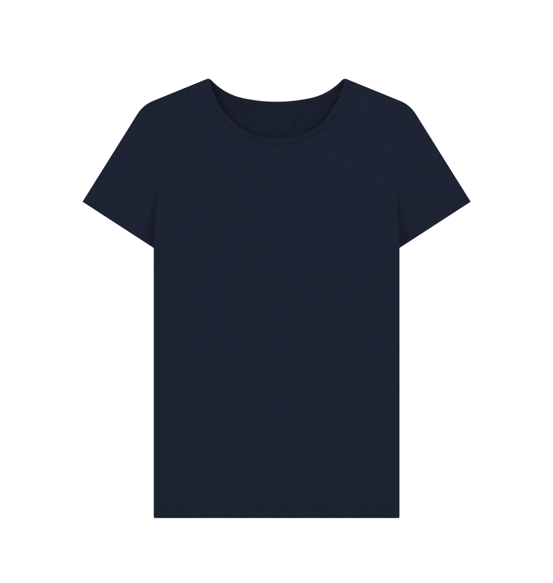 Navy Blue Women's Solid Organic Cotton Crewneck Tee