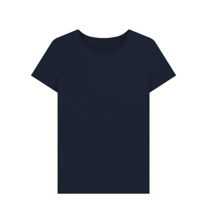 Navy Blue Women's Solid Organic Cotton Crewneck Tee