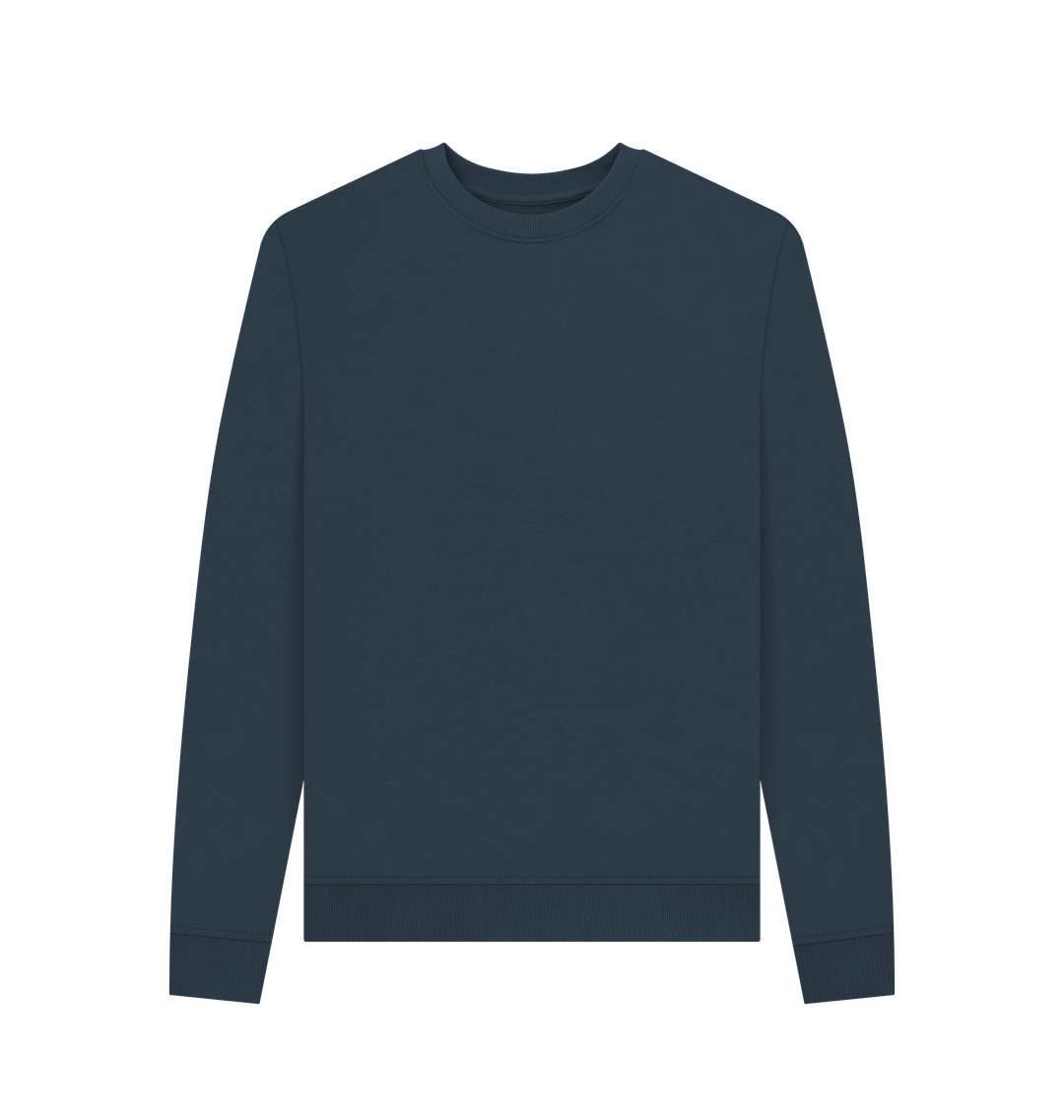 Navy Blue Women's Solid Organic Cotton Crewneck Sweater