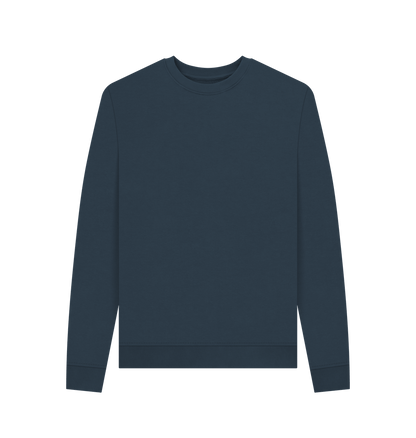 Navy Blue Women's Solid Organic Cotton Crewneck Sweater