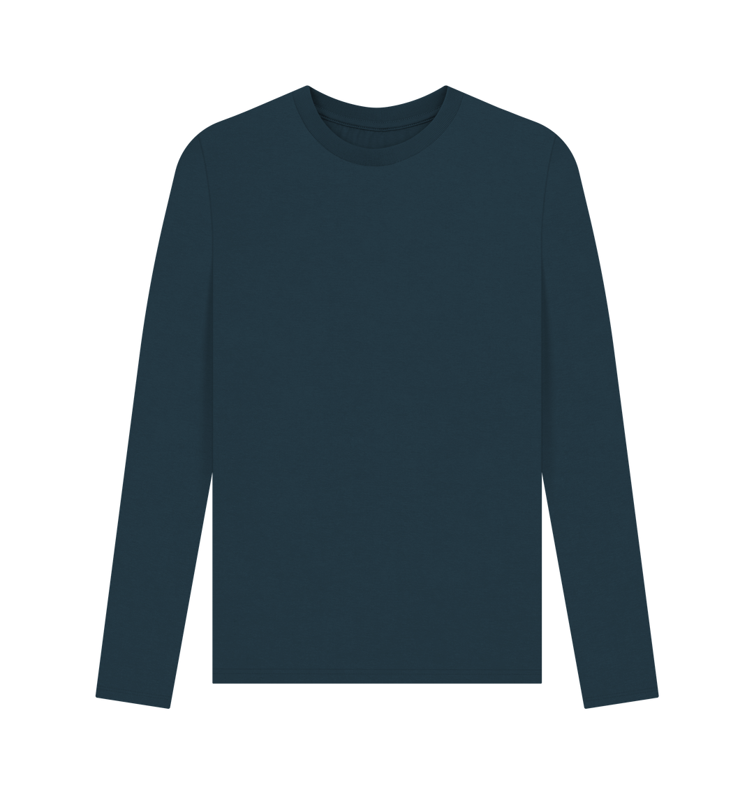 Denim Blue Men's Solid Organic Cotton Long Sleeve Tee