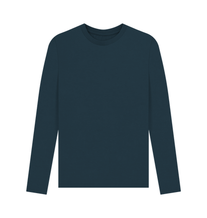 Denim Blue Men's Solid Organic Cotton Long Sleeve Tee