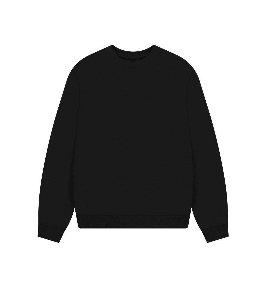 Black Women's Solid Organic Cotton Oversized Crewneck