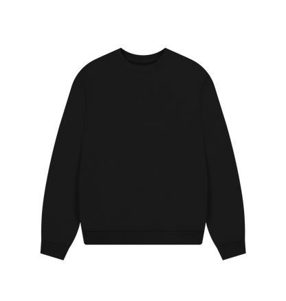 Black Women's Solid Organic Cotton Oversized Crewneck