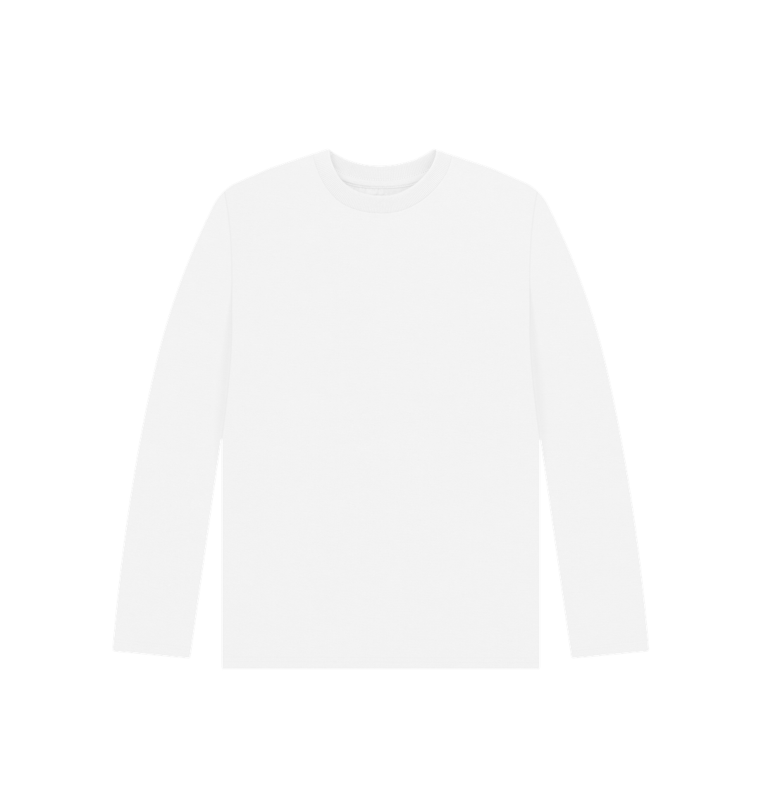 White Kid's Solid Organic Cotton Long Sleeve Tee