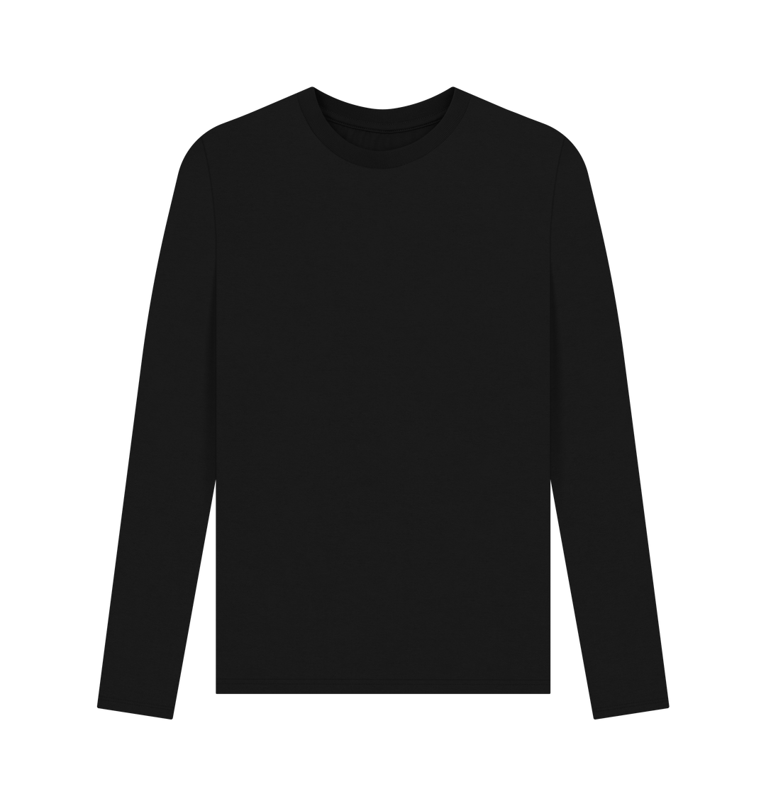 Black Men's Solid Organic Cotton Long Sleeve Tee