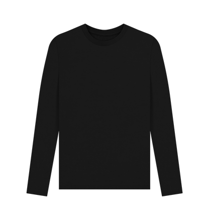 Black Men's Solid Organic Cotton Long Sleeve Tee