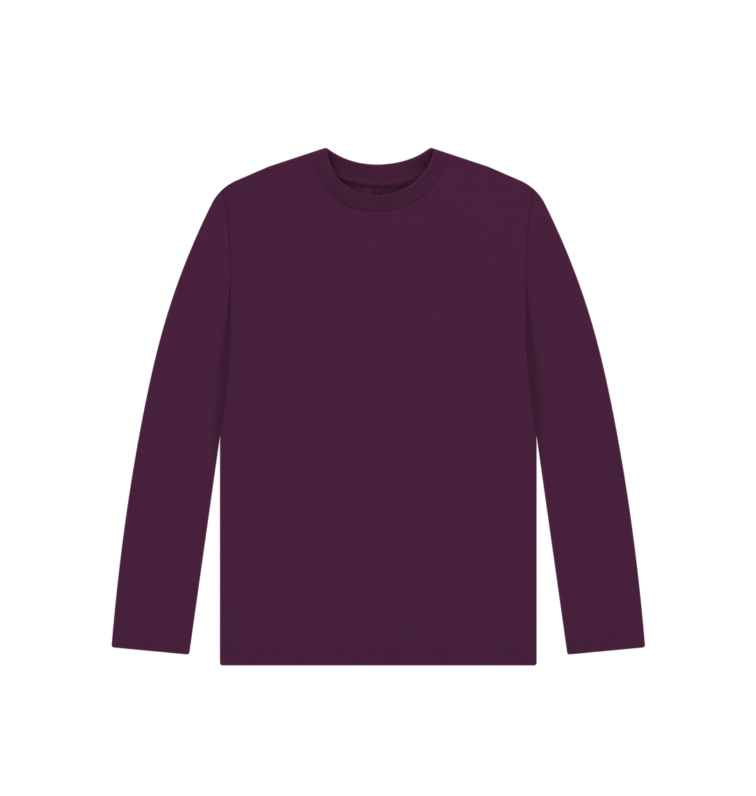 Purple Kid's Solid Organic Cotton Long Sleeve Tee