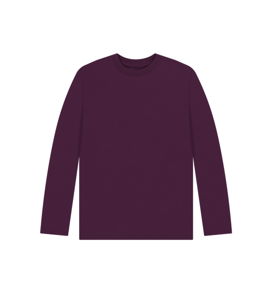 Purple Kid's Solid Organic Cotton Long Sleeve Tee