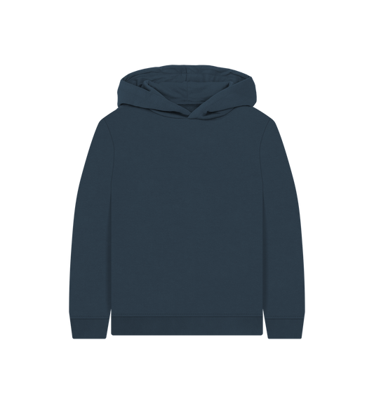 Navy Blue Kid's Solid Organic Cotton Pullover Hoodie