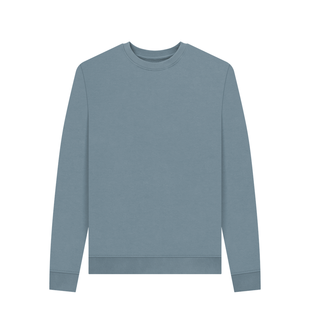 Stone Blue Women's Solid Organic Cotton Crewneck Sweater