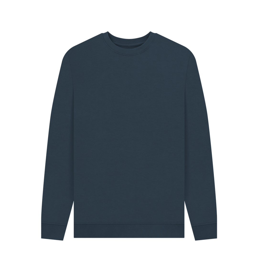 Navy Blue Men's Solid Organic Cotton Crewneck Sweater