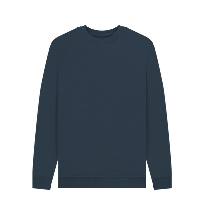 Navy Blue Men's Solid Organic Cotton Crewneck Sweater