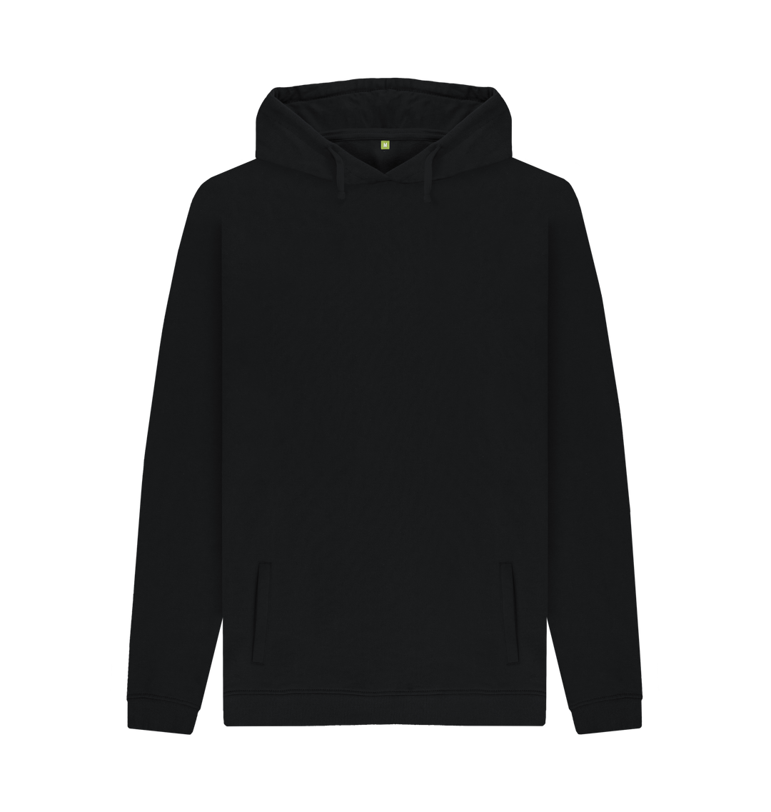 Black Men's Soild Organic Cotton Pullover Hoodie