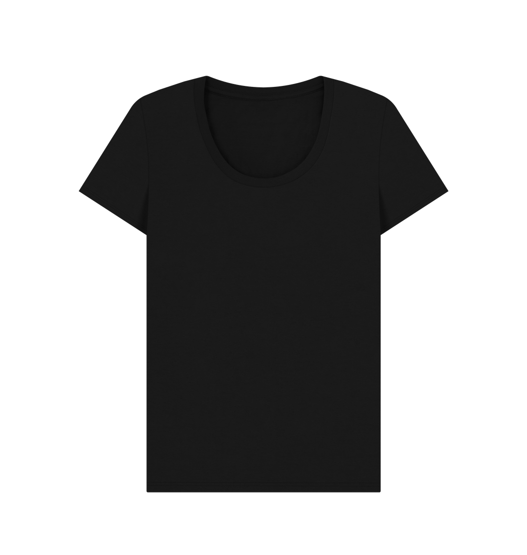 Black Women's Solid Organic Cotton Scoop Neck Tee